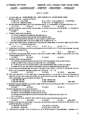 Chuyên đề Amin, Aminoaxit, Peptit, Protein, Poilme